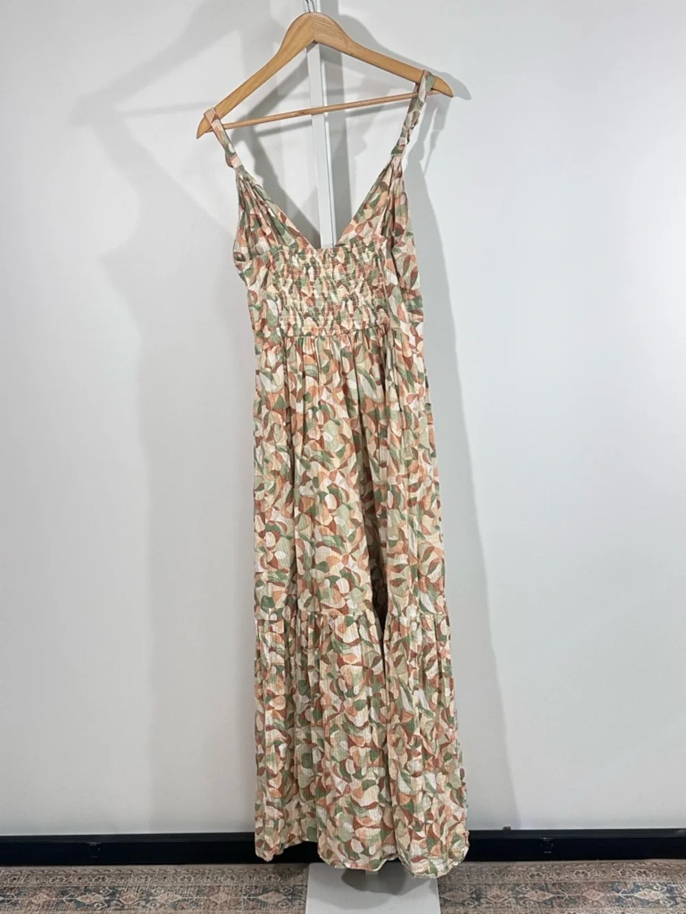 Abercrombie & Fitch Printed Smocked Back Maxi Dress Medium Tall Boho Sundress